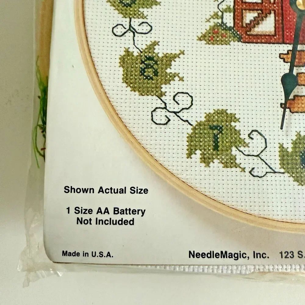 Cottagecore Cross Stitch Clock Kit 2043 Vine Covered Cottage Granny Kitchen NEW